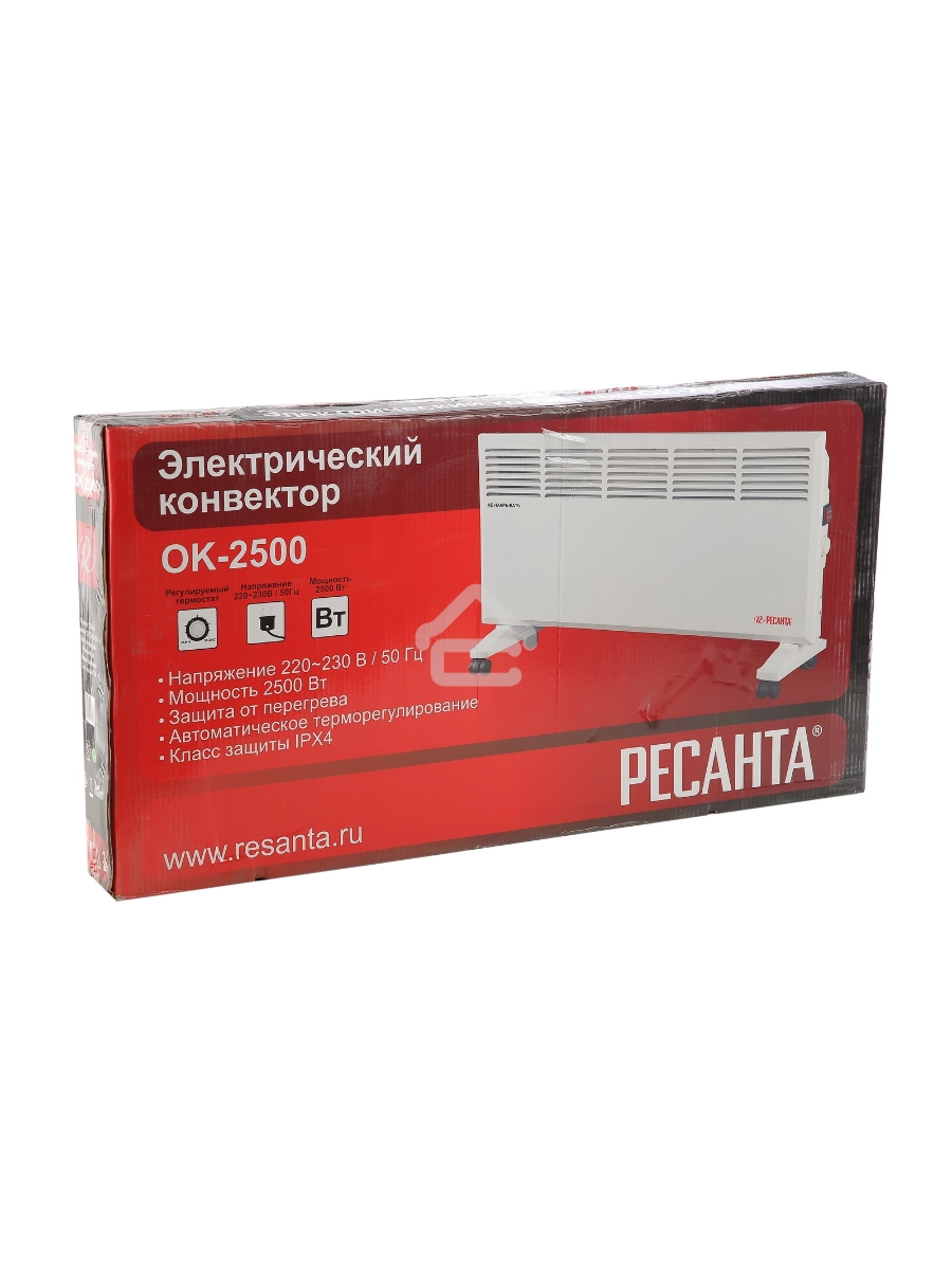 Конвектор Ресанта ОК-2500 белый, 2500 Вт, 30 м2, термостат