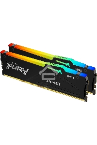 Оперативная память Kingston Fury Beast, DDR5, 64GB (2x32GB), 5200MHz, CL40, с радиатором, RGB, черный