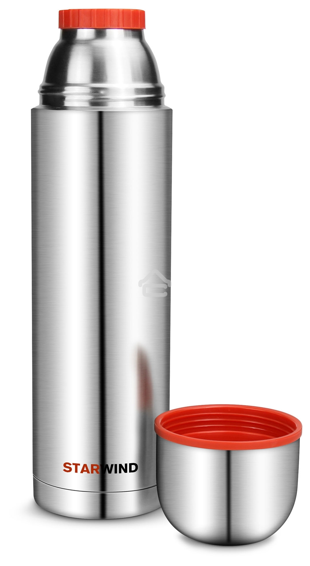 Термос Starwind 20-1200 1.2 л, серебристый/красный, картонная коробка