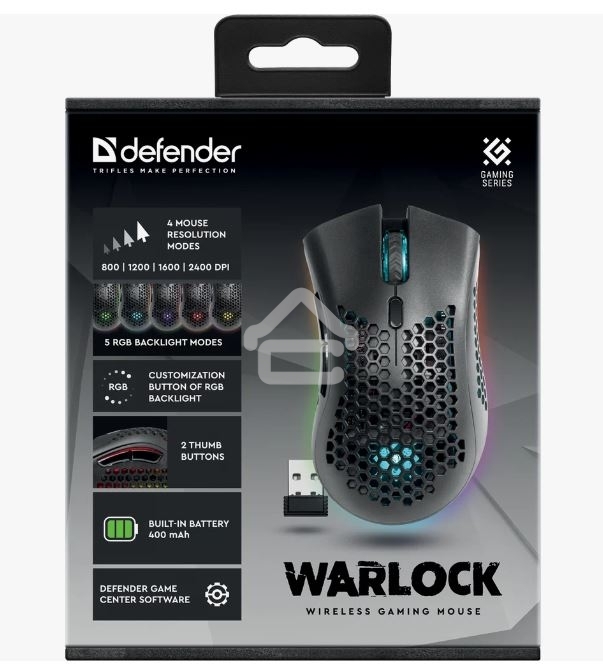 Мышь беспроводная Defender Warlock GM-709L черный, 2400 dpi, радиоканал, USB, кнопки - 8