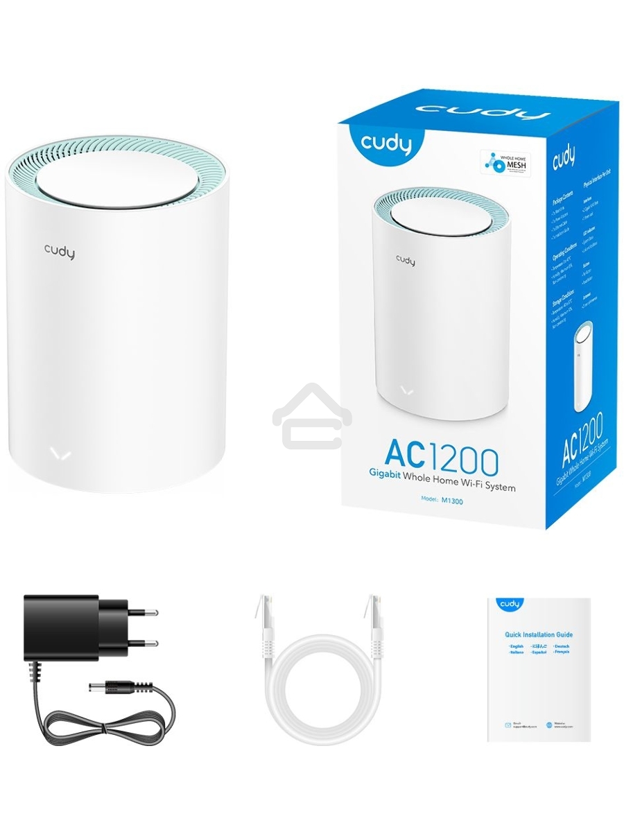 Бесшовный Mesh роутер Cudy M1300(1-Pack) AC1200 10/100/1000BASE-TX белый