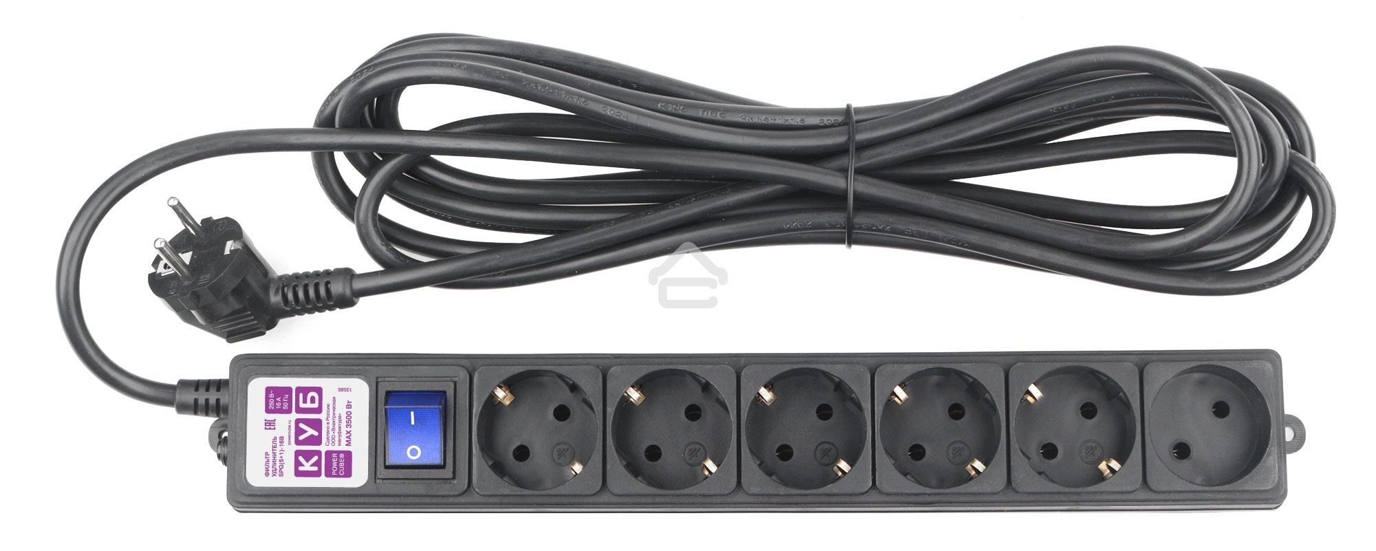 Фильтр-удлинитель PC 3 м 6 р, черный 16А, SPG6-B2