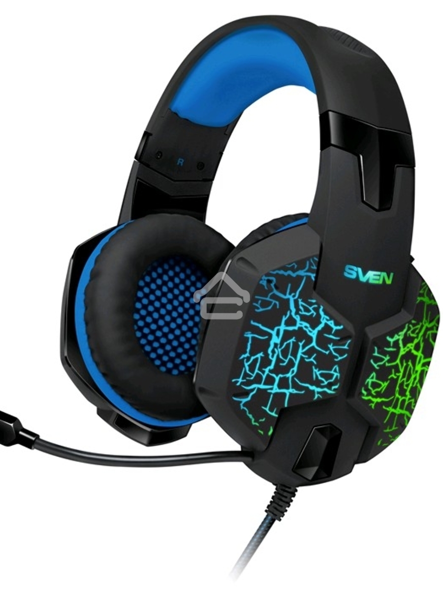 Гарнитура SVEN AP-U980MV, черный-синий (USB, LED, 7.1, 2.2m)