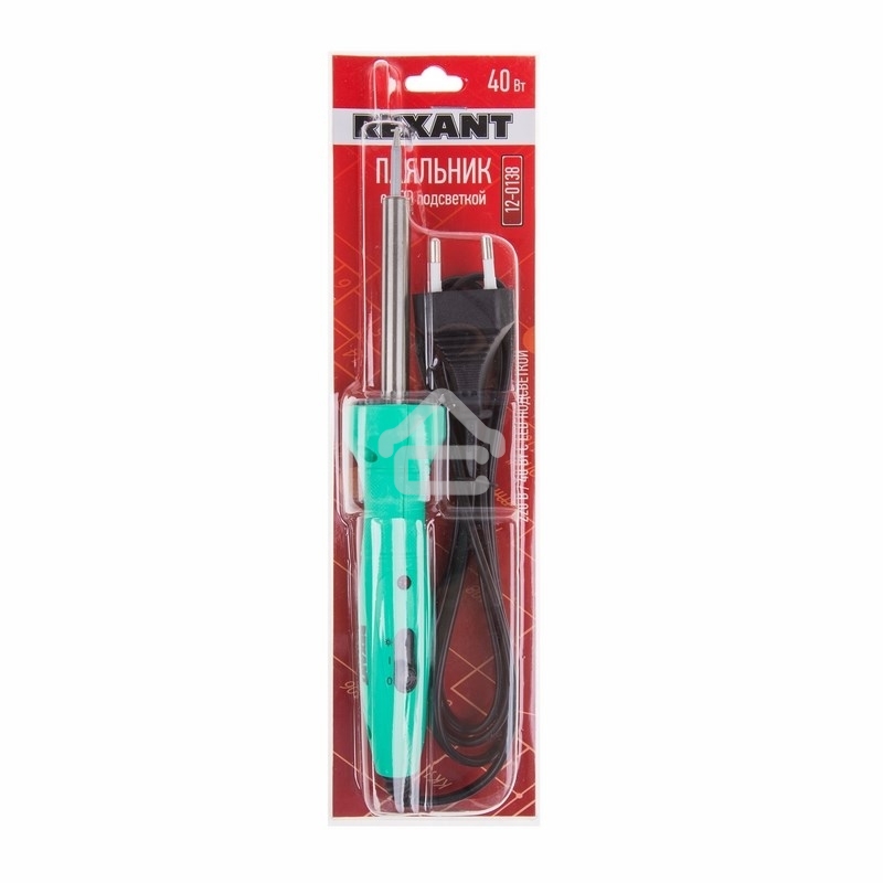 Паяльник Rexant с нагревателем, долговечное жало, 220 В/40 Вт, LED подсветка