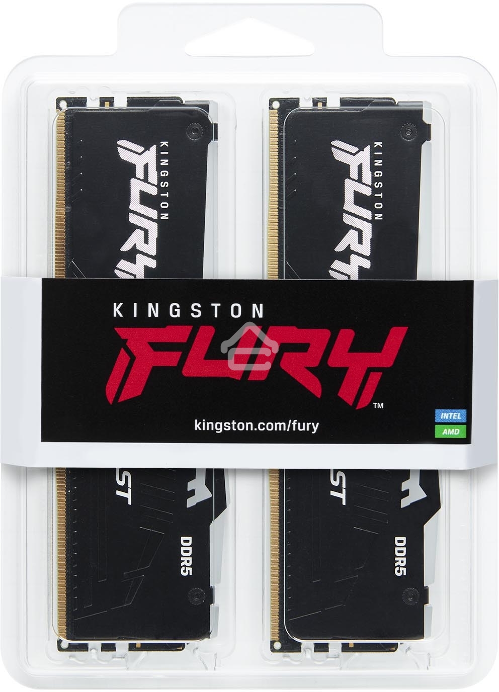 Оперативная память Kingston Fury Beast, DDR5, 64GB (2x32GB), 5200MHz, CL40, DIMM, с радиатором, RGB, черный