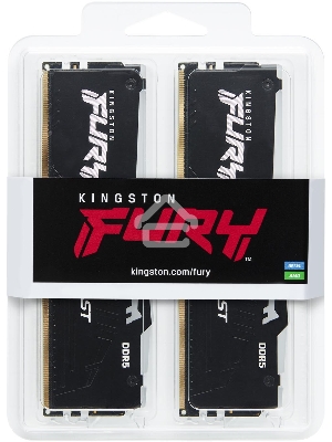 Оперативная память Kingston Fury Beast, DDR5, 64GB (2x32GB), 5200MHz, CL40, с радиатором, RGB, черный