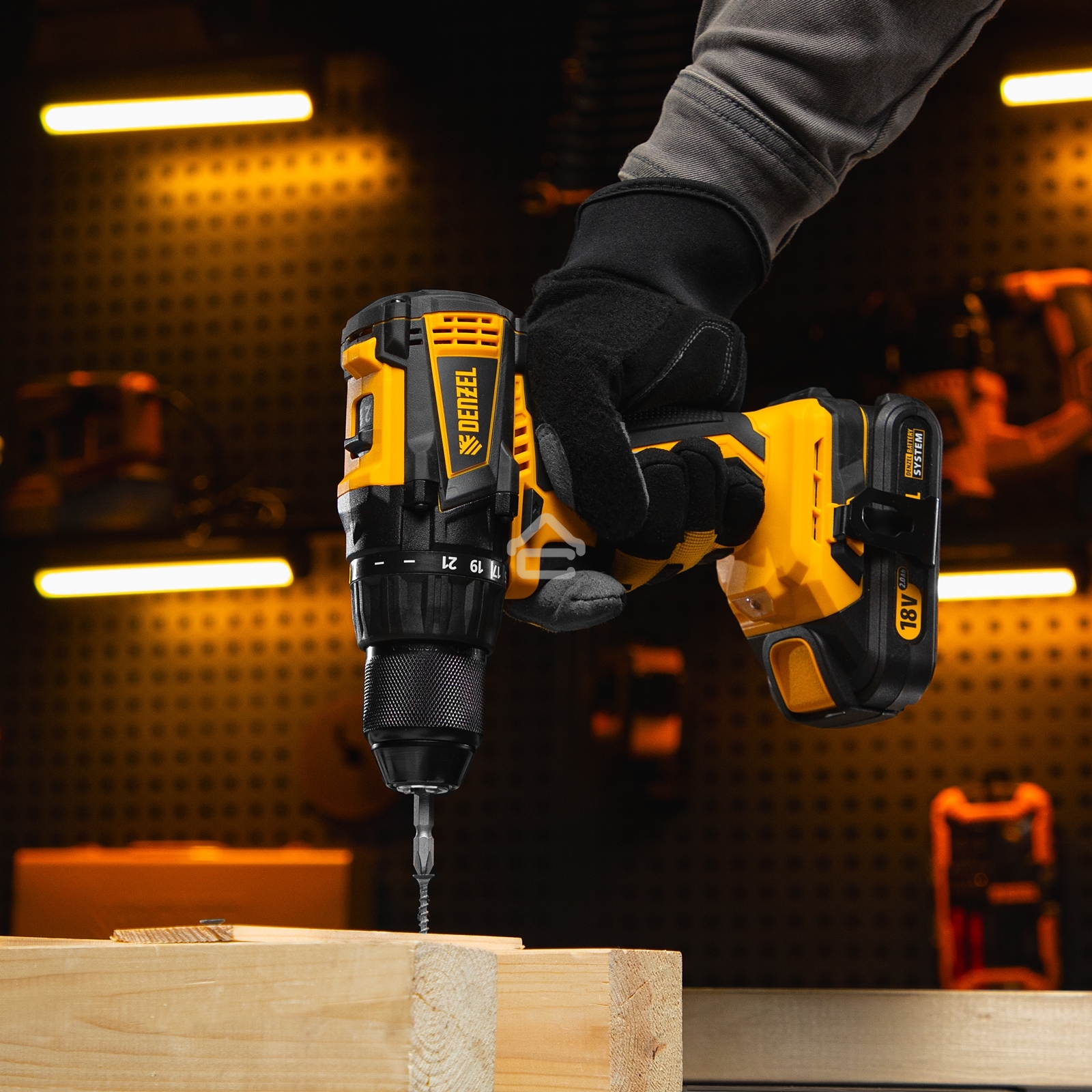 Дрель-шуруповерт Denzel BLDL-IB-18-0, Аккумуляторная, 18В, Без АКБ и ЗУ