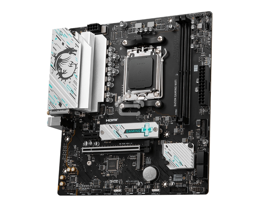 Материнская плата MSI B650M GAMING WIFI, AM5, AMD B650, 2xDDR5, 4xSATA, 2xM.2, 1xPCIe 4.0 x16, 1xPCIe 3.0 x1, 1xDP, 1xHDMI, 1x2.5Gb LAN, Wi-Fi 6E, Bluetooth 5.3, 1xUSB-C 5Gbps, 3xUSB-A 5Gbps, 2xUSB-A 2.0, 1xS/PDIF, 5x3.5 мм, 7.1, mATX