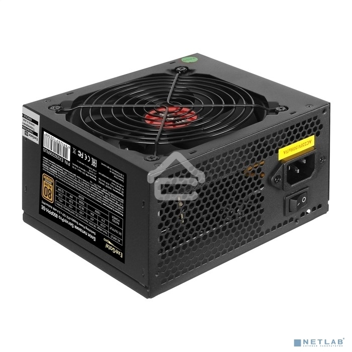 Блок питания серверный 800W ExeGate EX292206RUS ServerPRO 80 PLUS Bronze, 800PPH-SE (ATX, for 3U+ cases, APFC, КПД 89% (80 PLUS Bronze), 12cm fan, 24pin, 2x(4+4)p, 4xPCI-E, 8xSATA, 4xIDE, box, black)