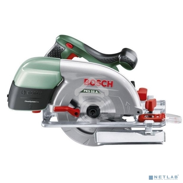 Дисковая пила Bosch PKS 55 А, 1200 Вт зеленый/черный
