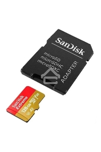 Флеш карта microSDXC 128GB SanDisk EXTREME Class 10, UHS-I, W90, R 190 МБ/с, <SDSQXAA-128G-GN6MA> адаптер на SD