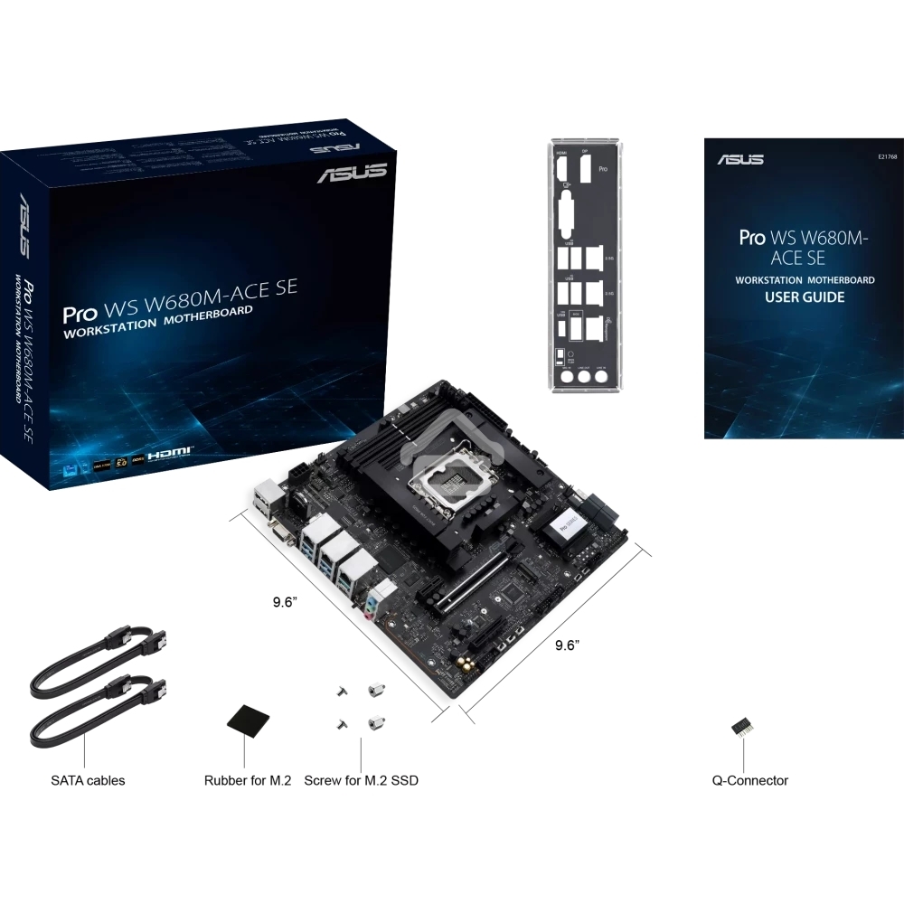 Материнская плата Asus PRO WS W680M-ACE SE, LGA1700, Intel W680, 4xDDR5, 8xSATA, 2xM.2, 1xPCIe 5.0 x16, 1xPCIe 3.0 x4, 1xPCIe 3.0 x1, 1xDP, 1xHDMI, 1xVGA, 3x2.5Gb LAN, 1xUSB-C 10Gbps, 1xUSB-A 10Gbps, 4xUSB-A 5Gbps, 3x3.5 мм, 7.1, mATX