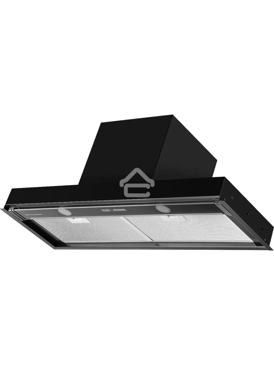 Встраиваемая вытяжка Kuppersberg NANCY S 90 Black, 90 см, таймер, дисплей, производительность 850 м3/ч, 5 скоростей, турбо режим, механическое кнопочное управление, дисплей, уровень шума 42дБ, High-Tech, LED освещение, цвет черный