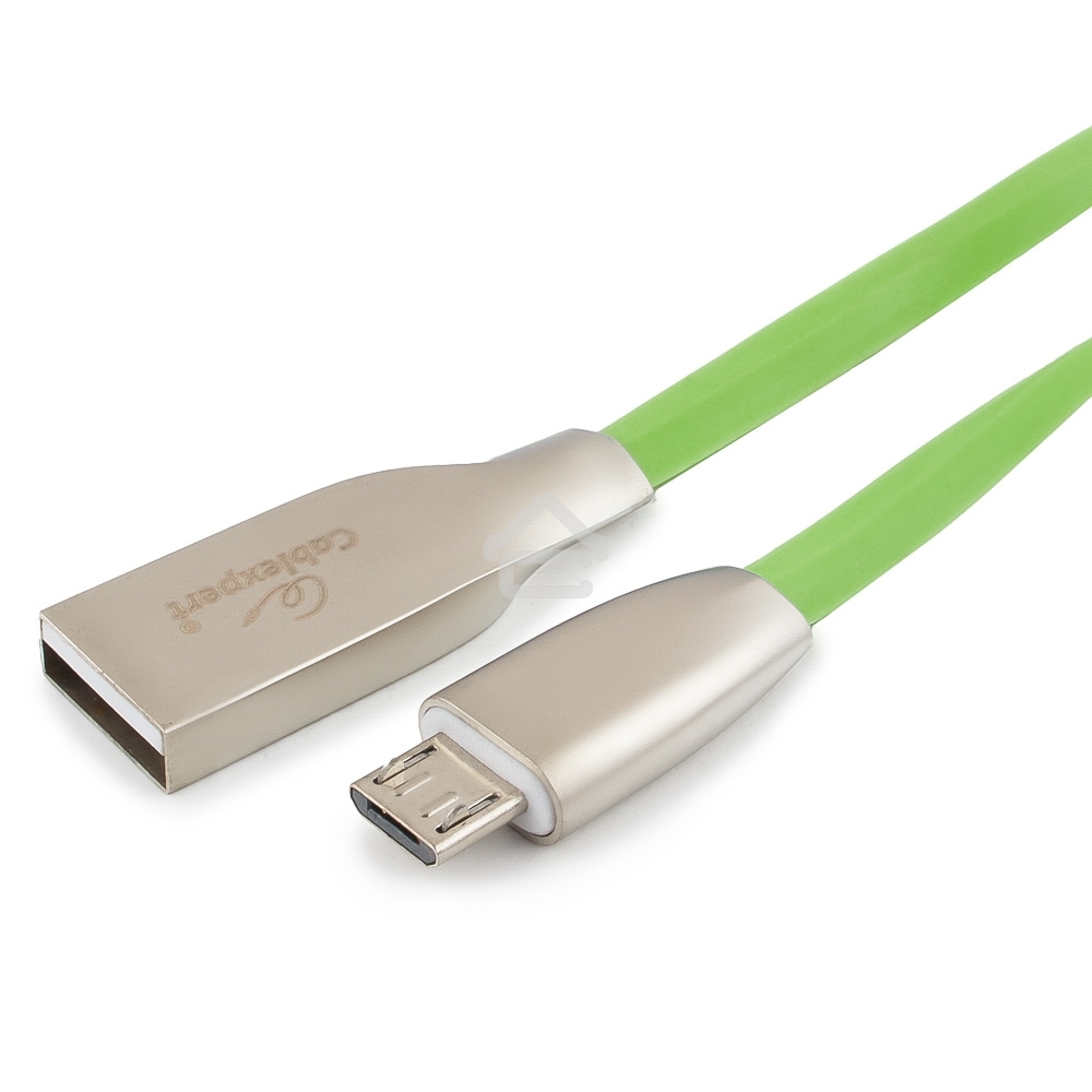 Кабель USB2.0 Cablexpert CC-G-mUSB01Gn-1M, AM/microB, серия Gold, длина 1м, зеленый, блистер
