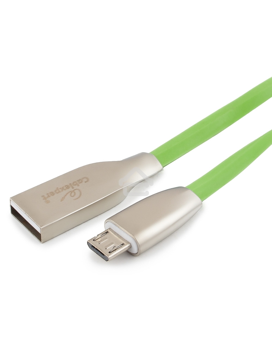 Кабель USB 2.0 Cablexpert CC-G-mUSB01Gn-1M, AM/microB, серия Gold, длина 1м, зеленый, блистер