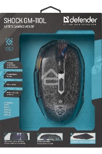 Мышь проводная Defender Shock GM-110L черный, 3200 dpi, USB, кнопки - 6