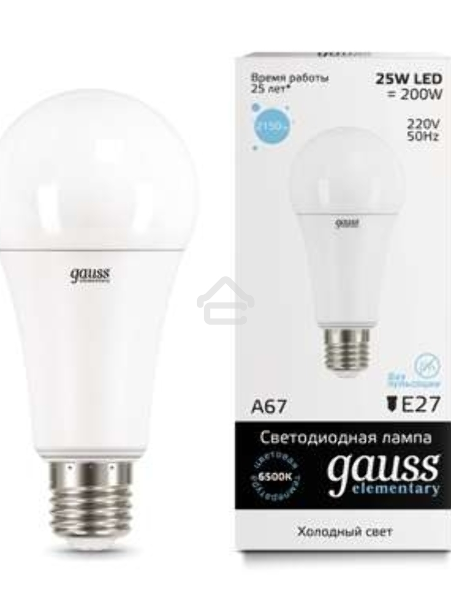 Светодиодная лампа GAUSS 73235 LED Elementary A67 25W E27 2150lm 6500K 1/10/50 0