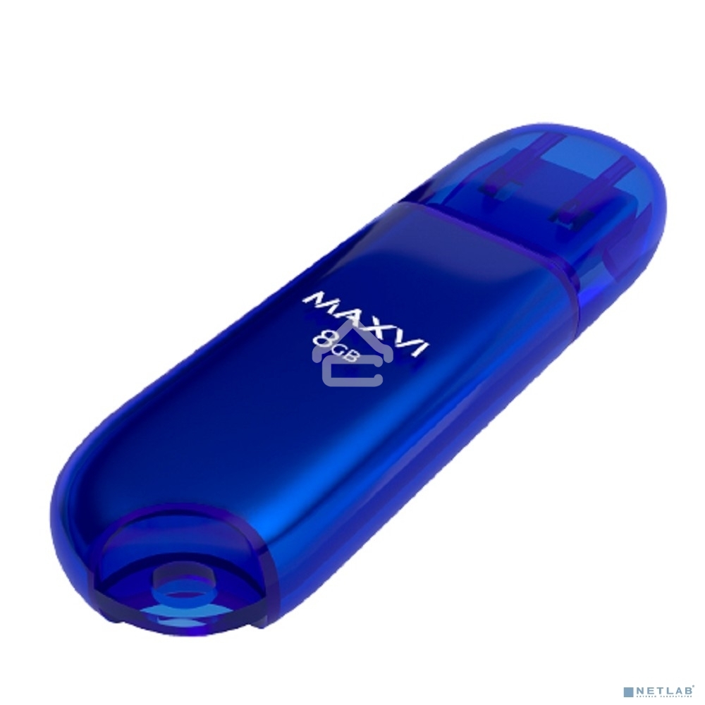 Флешка USB R/W Maxvi 8GB P1 USB 2.0 blue, монолит с колпачком, ABS пластик