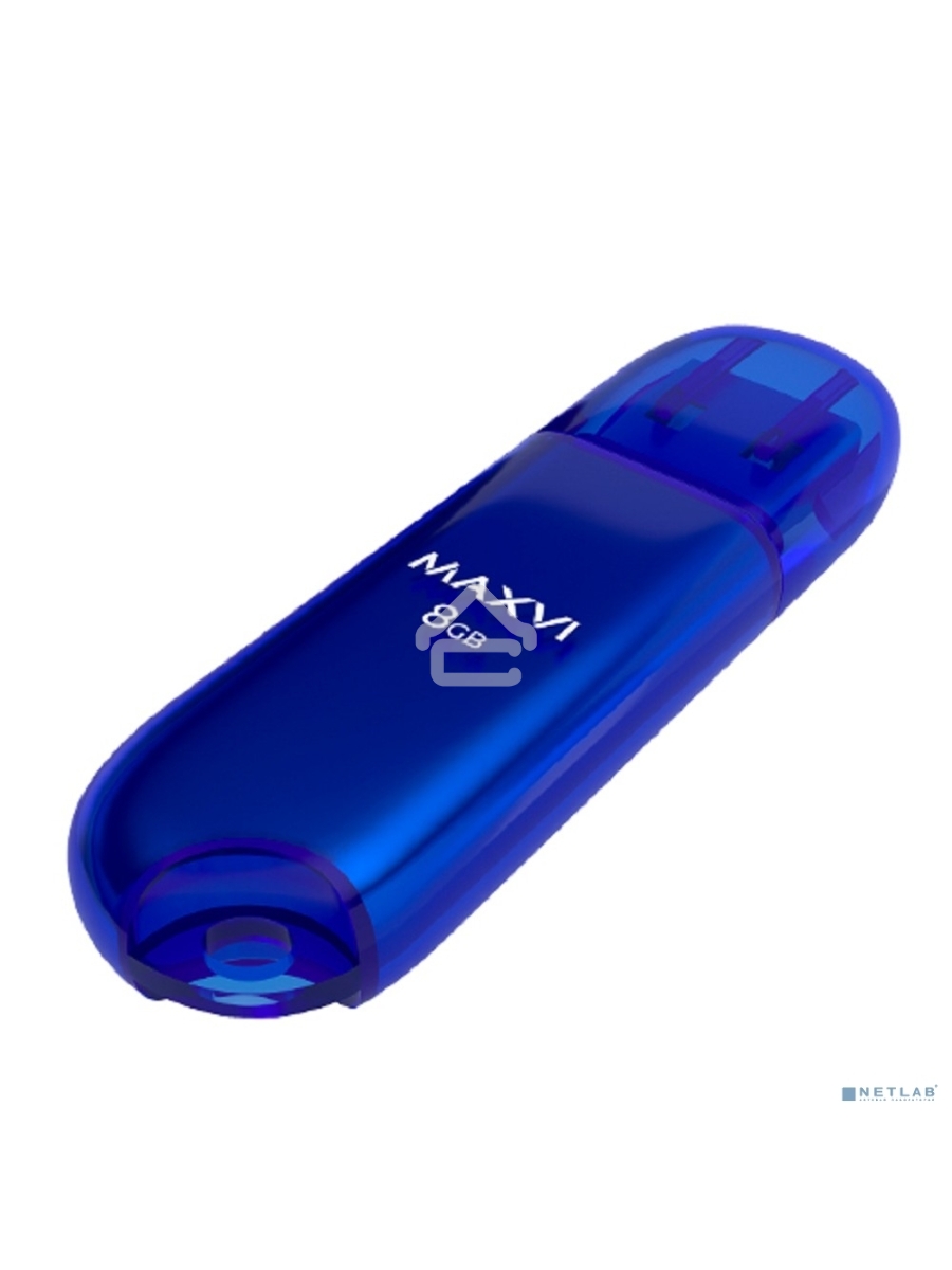Флеш диск Maxvi 8GB P1 USB 2.0 blue, монолит с колпачком, ABS пластик