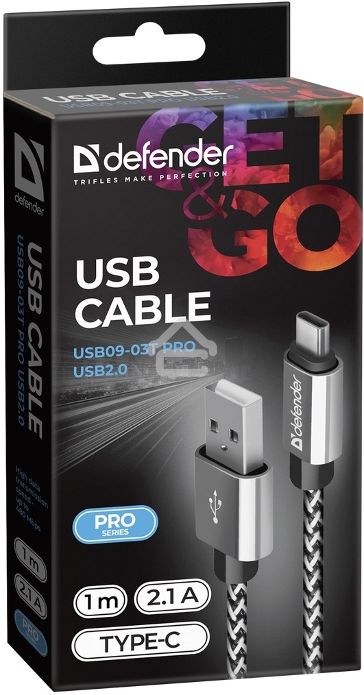 Кабель Defender USB 2.0 TO Type-C 1M белый USB09-03T