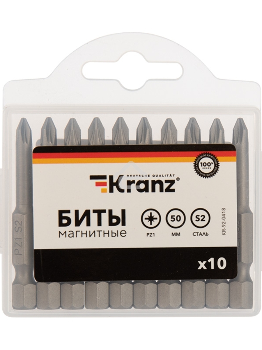 Бита PZ1х50 мм для шуруповерта (упак. 10 шт.) Kranz