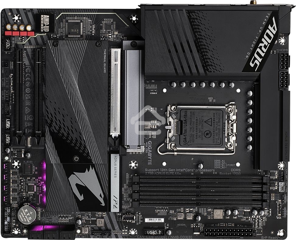 Материнская плата Gigabyte Z790 AORUS ELITE AX, LGA 1700, Intel Z790, 4xDDR5, 6xSATA, 4xM.2, 1xPCI-E 5.0 x16, 1xPCI-E 3.0 x4, 1xDP, 1xHDMI, 1x 2.5Gb LAN, 2xUSB-A 2.0, 3xUSB-A 3.2 Gen 1, 2xUSB-A 3.2 Gen 2, 1xUSB-C 3.2 Gen 2x2, 7.1, ATX