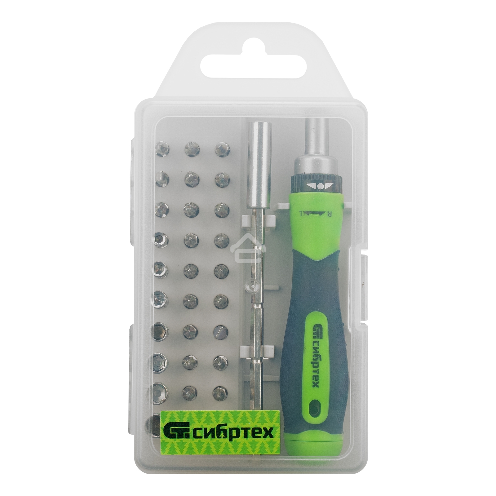 Отвертка реверсивная для точных работ с набором бит и торцевых головок, 32 предм., CrV Сибртех