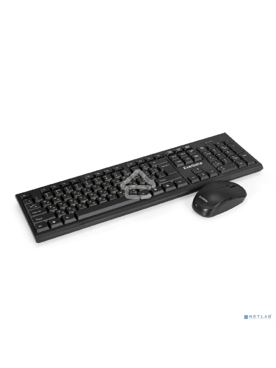 Комплект беспроводной ExeGate Professional Standard Combo MK280 (клавиатура полноразмерная влагозащищенная 104кл. + мышь оптическая 1000dpi, 3 кнопки и колесо прокрутки; USB, радиоканал 2,4 ГГц, радиус действия до 10м, черный, Color Box)
