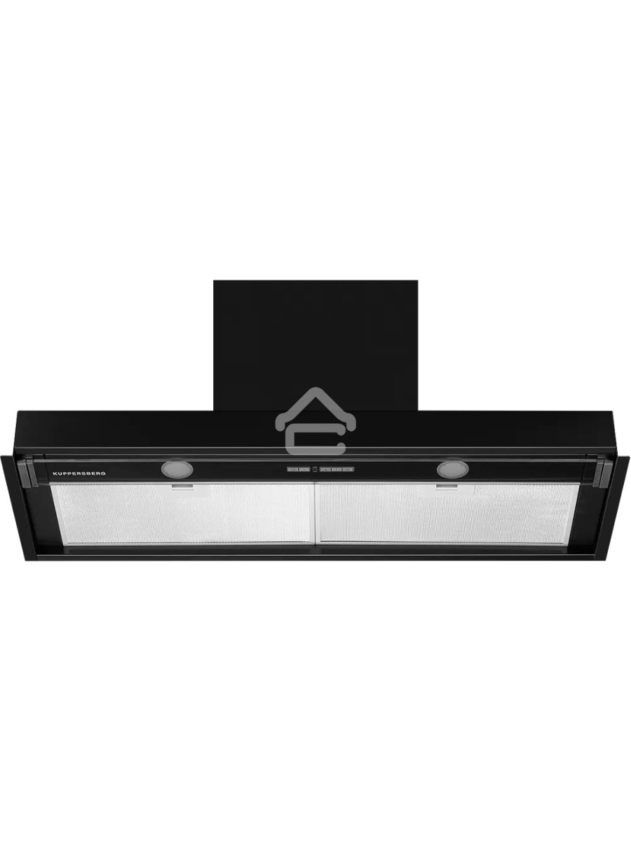 Встраиваемая вытяжка Kuppersberg NANCY S 90 Black, 90 см, таймер, дисплей, производительность 850 м3/ч, 5 скоростей, турбо режим, механическое кнопочное управление, дисплей, уровень шума 42дБ, High-Tech, LED освещение, цвет черный