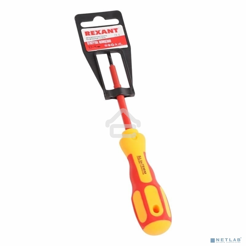 Отвертка Rexant шлицевая диэлектрическая SL5 х 125 мм, до 1000 В, двухкомпонентная рукоятка