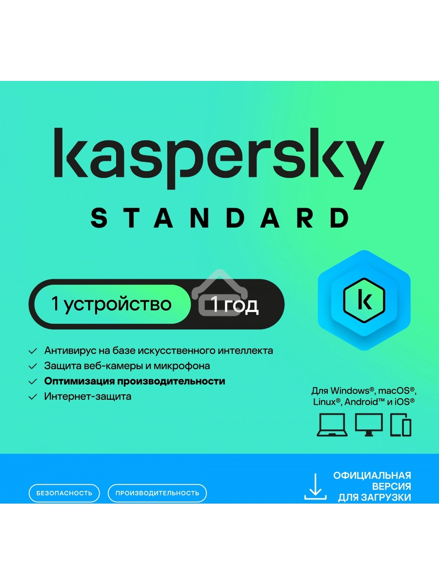 Программное Обеспечение Kaspersky Standard. 1-Device 1 year Base Card (KL1041ROAFS)