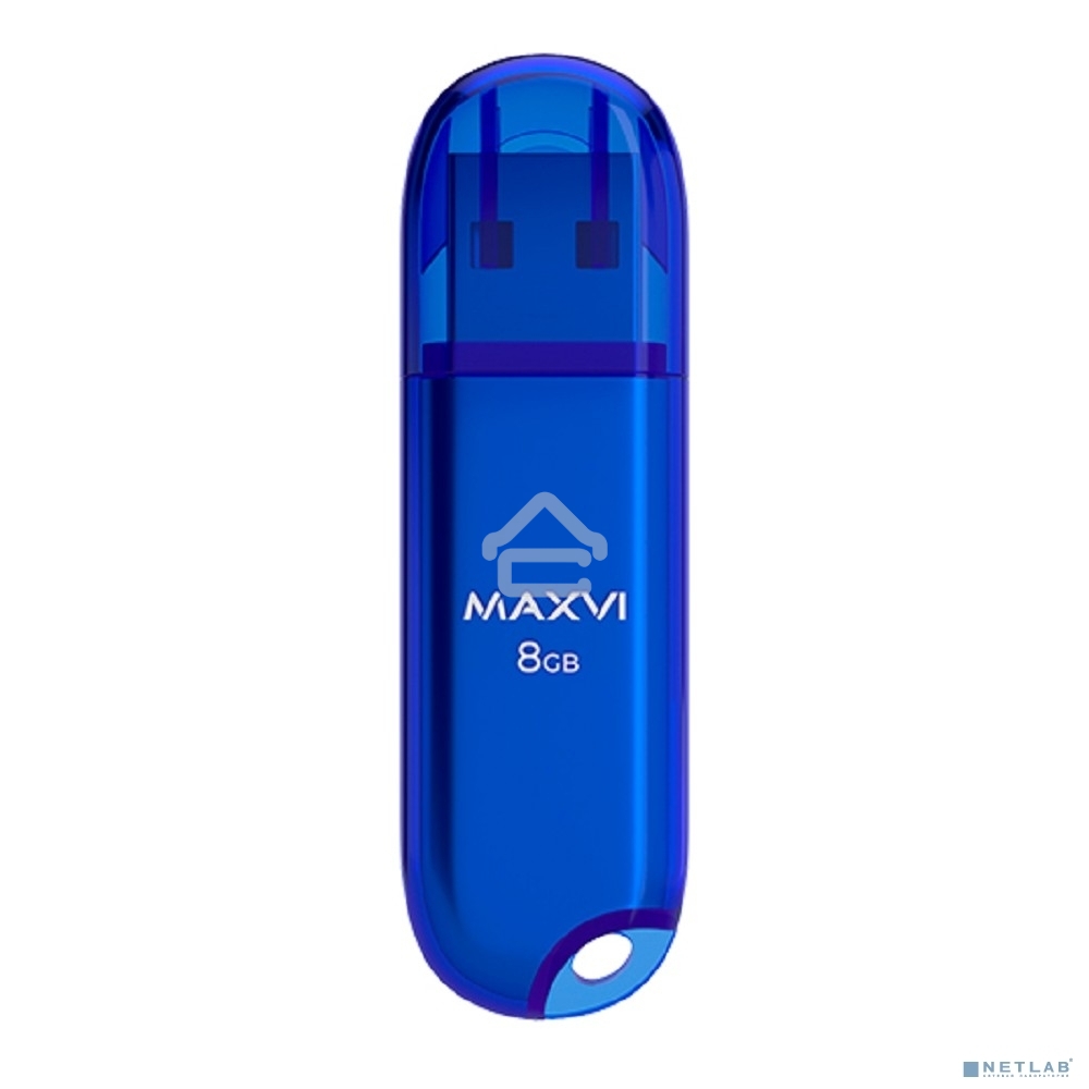 Флешка USB R/W Maxvi 8GB P1 USB 2.0 blue, монолит с колпачком, ABS пластик