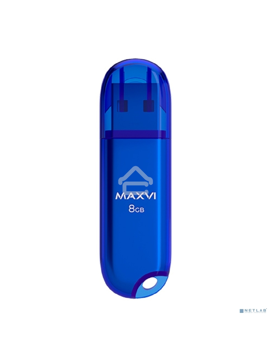 Флеш диск Maxvi 8GB P1 USB 2.0 blue, монолит с колпачком, ABS пластик