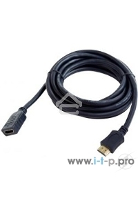 Кабель-удлинитель HDMI Cablexpert CC-HDMI4X-6, 19M/19F, v2.0, позол.разъемы, экран, 1.8м, черный, пакет