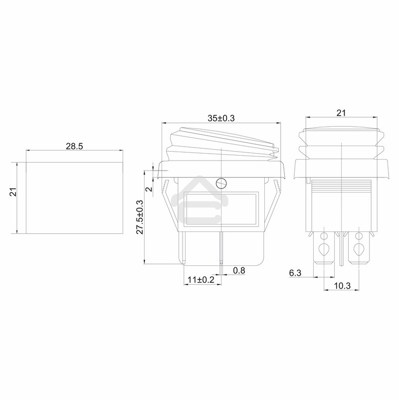 Выключатель клавишный Rexant 250V 15А (4с) ON-OFF зеленый с подсветкой, влагозащита
