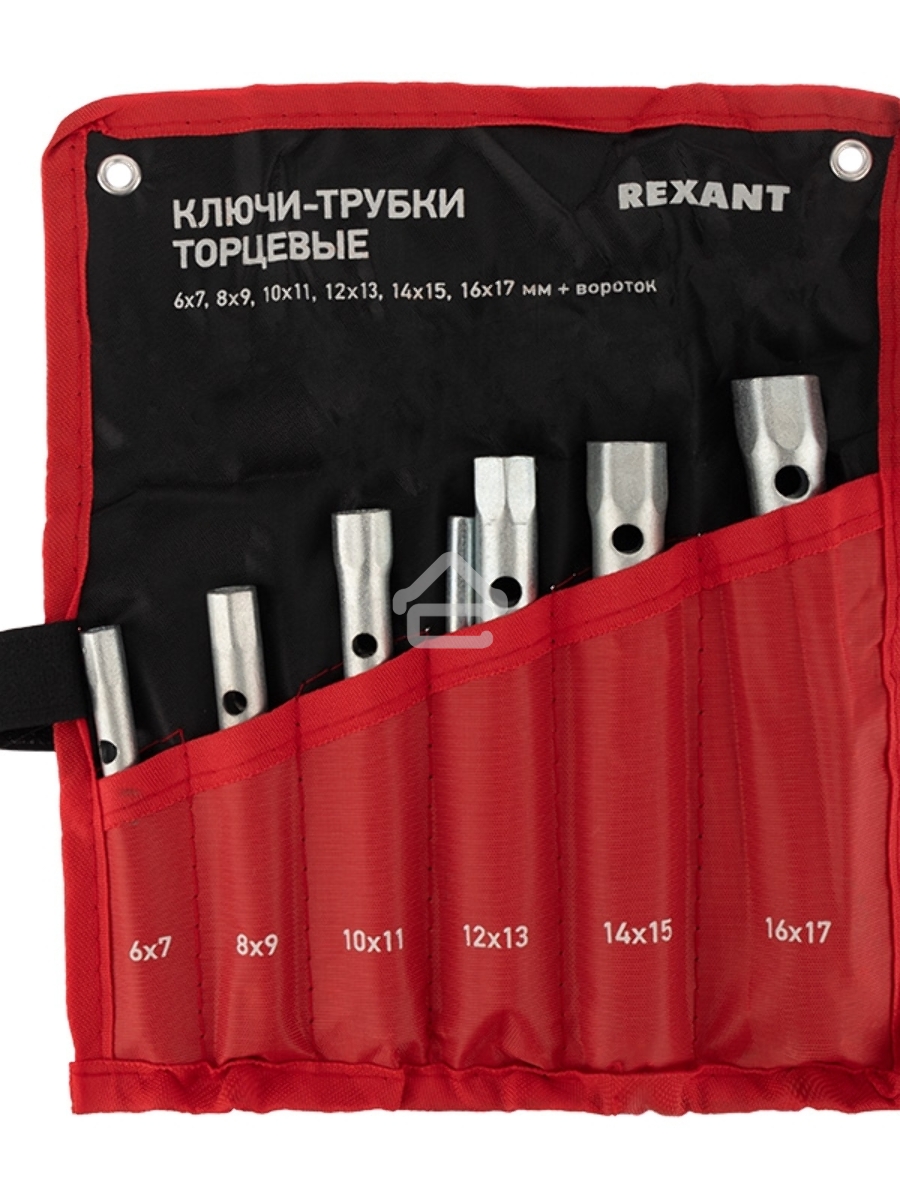Набор ключей-трубок торцевых Rexant 8х17 мм, вороток, оцинкованные, 6 шт.