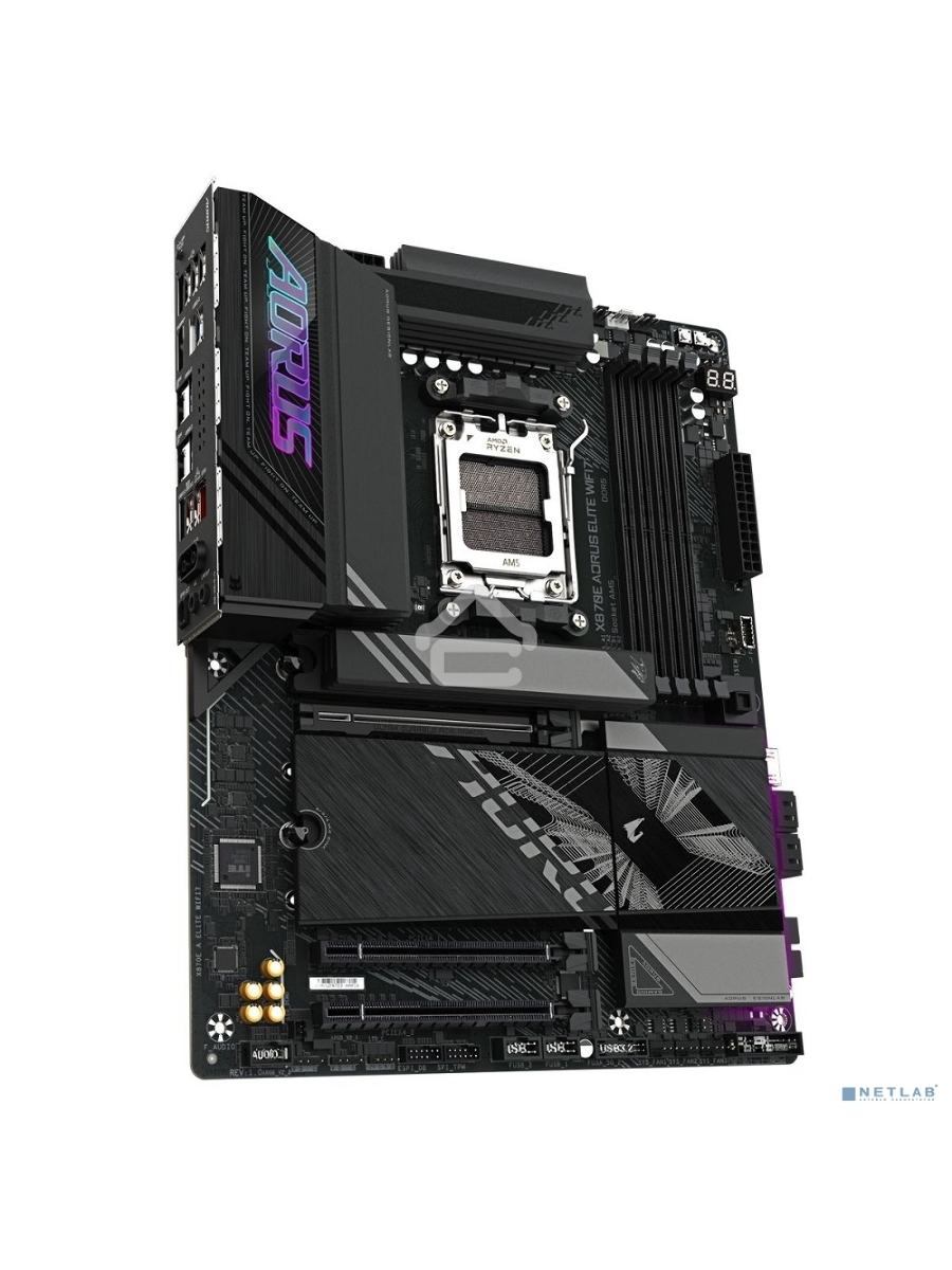 Материнская плата Gigabyte X870E AORUS ELITE WIFI7, AM5, AMD X870E, 4xDDR5, 4xSATA, 4xM.2, 1xPCI-E 5.0 x16, 1xPCI-E 4.0 x4, 1xPCI-E 3.0 x4, 1xHDMI, 1x 2.5Gb LAN, 4xUSB-A 3.2 Gen 1, 2xUSB-A 3.2 Gen 2, 4xUSB-A 2.0, 2xUSB-C 4.0, 2x3.5 мм, 7.1, ATX
