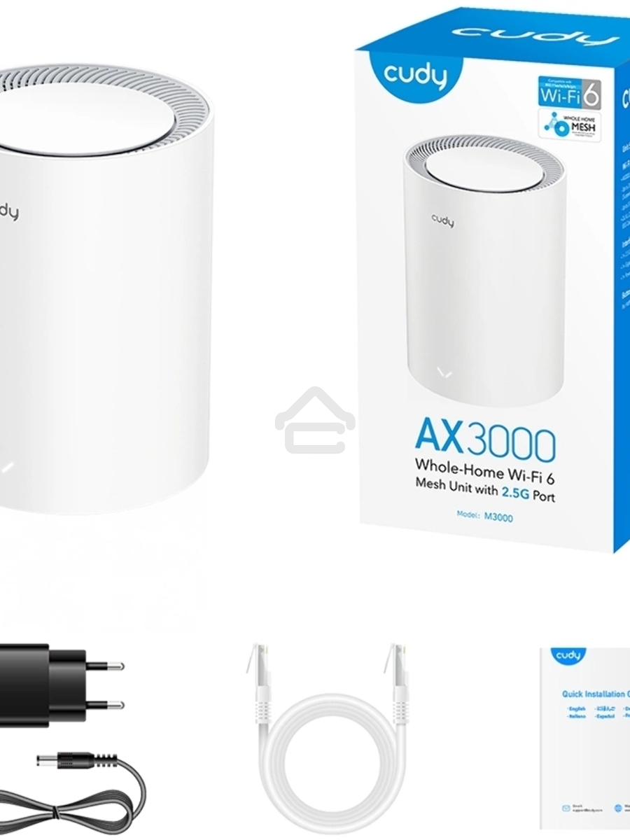 Бесшовный Mesh роутер Cudy M3000(1-PACK) AX3000 10/100/1000/2500BASE-T, белый