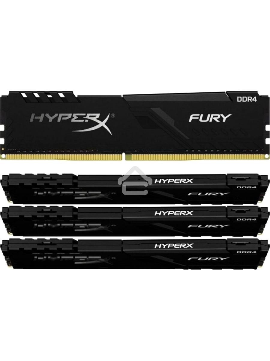 Оперативная память Kingston HyperX Fury, DDR4, 16GB (4x4GB), 3200MHz, CL16, DIMM, с радиатором