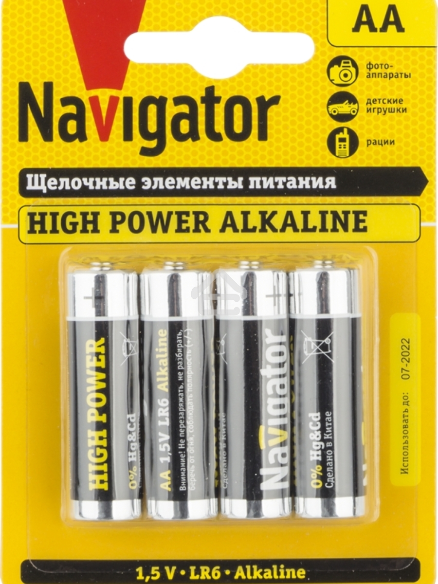 Элемент питания алкалиновый NAVIGATOR 94 753 NBT-NE-LR6-BP4 (блист.4шт) 94753