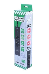 Бытовой удлинитель PowerCube, 2р с/з вык.,3USB, 3500 Вт, 16А, 1.9 м, 3*1,0 (черный) PC-5B-2M
