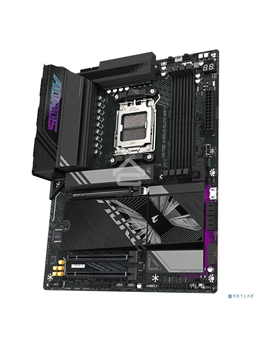 Материнская плата Gigabyte X870E AORUS ELITE WIFI7, AM5, AMD X870E, 4xDDR5, 4xSATA, 4xM.2, 1xPCI-E 5.0 x16, 1xPCI-E 4.0 x4, 1xPCI-E 3.0 x4, 1xHDMI, 1x 2.5Gb LAN, 4xUSB-A 3.2 Gen 1, 2xUSB-A 3.2 Gen 2, 4xUSB-A 2.0, 2xUSB-C 4.0, 2x3.5 мм, 7.1, ATX