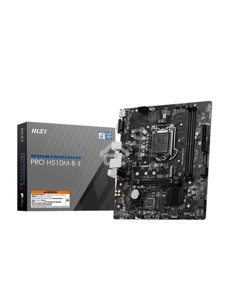 Материнская плата MSI PRO-H510M-B-II, LGA 1200, Intel H470, 2xDDR4, 4xSATA, 1xM.2, 1xPCIe x16, 1xPCIe x1, 1xHDMI, 1xVGA, 1x 1Gb LAN, 4xUSB-A 2.0, 2xUSB-A 3.2 Gen 1, 3x3.5 мм, 7.1, mATX