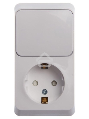 Блок Schneider-electric BPA16-201B ЭТЮД О/У: РОЗЕТКА с заземл. со шт. + ВЫКЛЮЧАТЕЛЬ 1-клавиш., БЕЛЫЙ, Россия