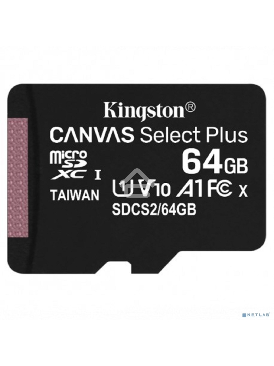 Флеш карта microSDHC 64GB microSDXC Class10 Kingston <SDCS2/64GBSP> Class10 UHS-I Canvas Select up to 100MB/s
