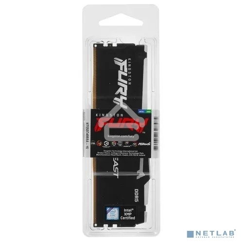 Оперативная память Kingston Fury Beast, DDR5, 16GB (1x16GB), 5600MHz, CL40, DIMM, с радиаторами, RGB, черный
