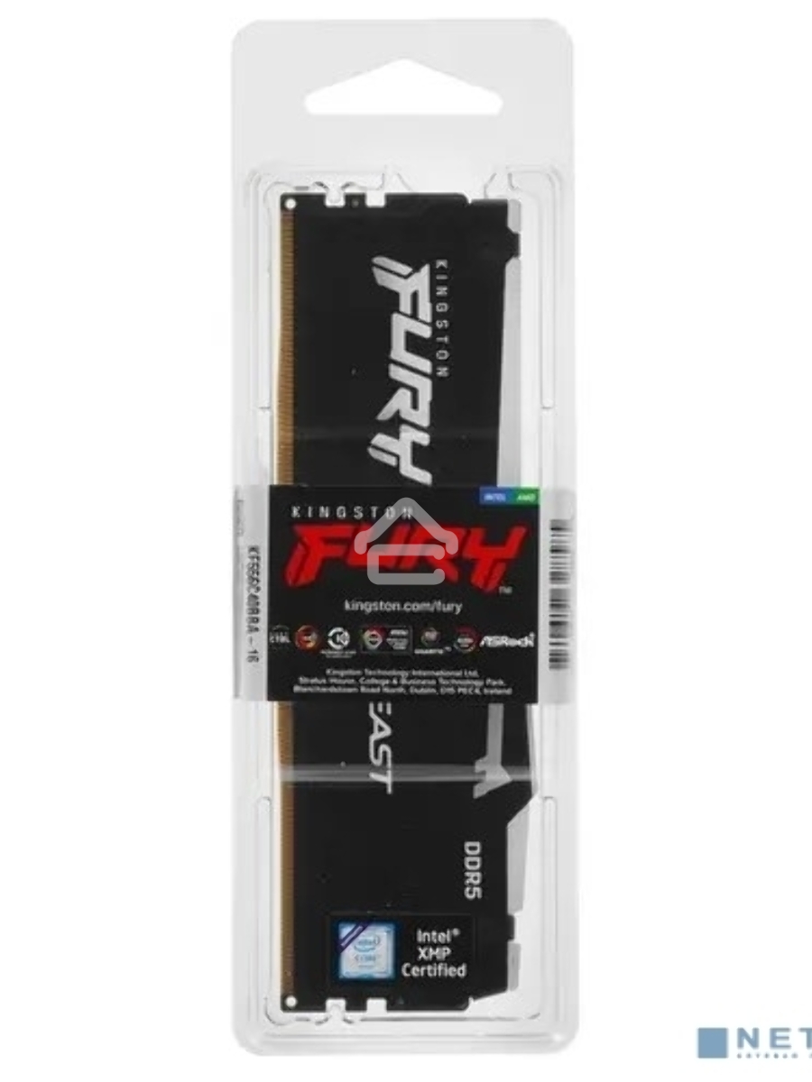 Оперативная память Kingston Fury Beast, DDR5, 16GB (1x16GB), 5600MHz, CL40, DIMM, с радиаторами, RGB, черный