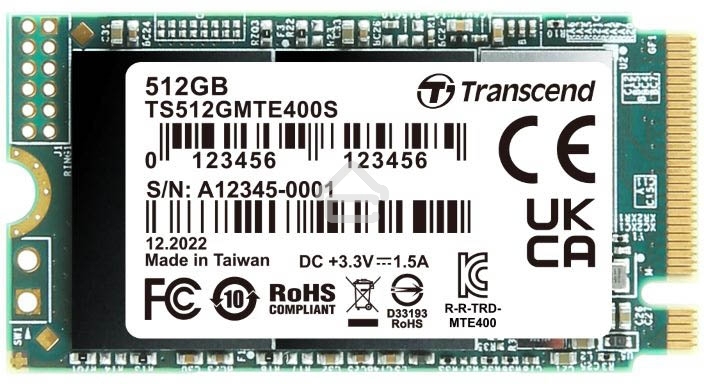 Накопитель SSD 512Gb Transcend MTE400S, 3D TLC NAND, M.2 2242,PCI-E 4x [ R/W - 2000/900 MB/s]