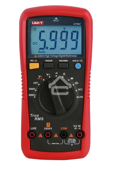 Высоковольтный мультиметр UNI-T UT892 2000V Напряжение постоянного/переменного тока (2000 В); ВПЧ(600В); Сопротивление (60 МОм); Емкость (60 мФ); Частота (10 Гц ~ 10 кГц);