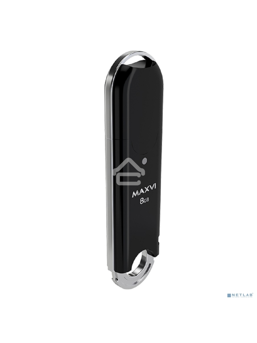 Флеш диск Maxvi P2 8GB USB 2.0 black, монолит с колпачком, ABS пластик